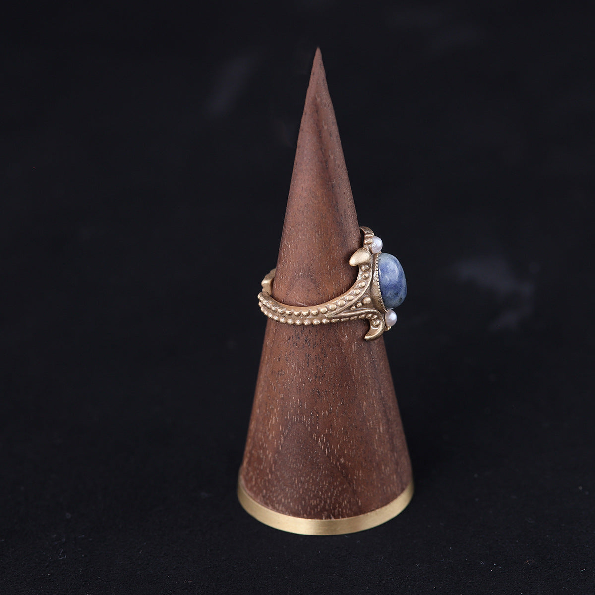 Vintage Natural Stone Geometric Artisan Open Ring Handcrafted Design