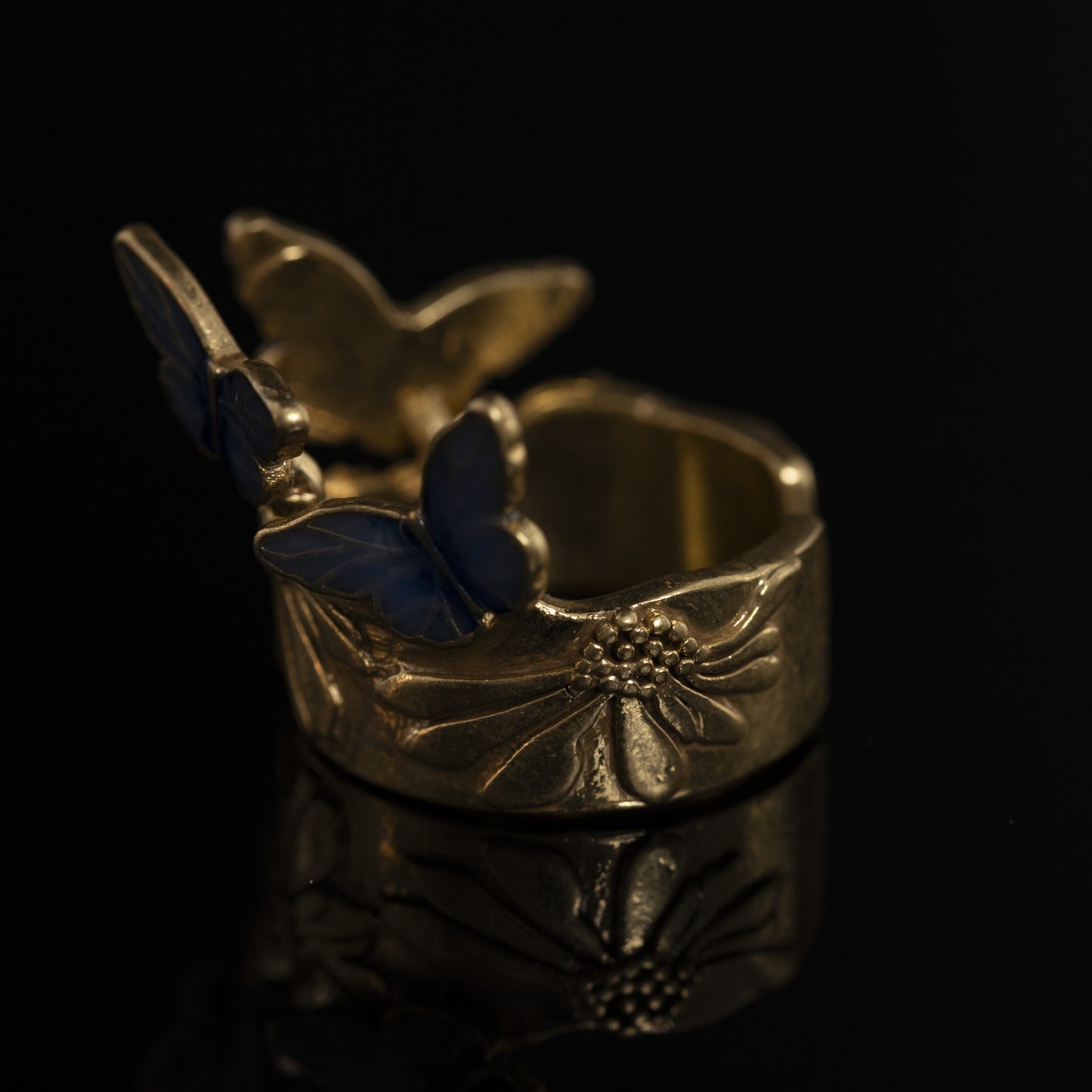 Vintage Enamel Geometric Chic Open Ring