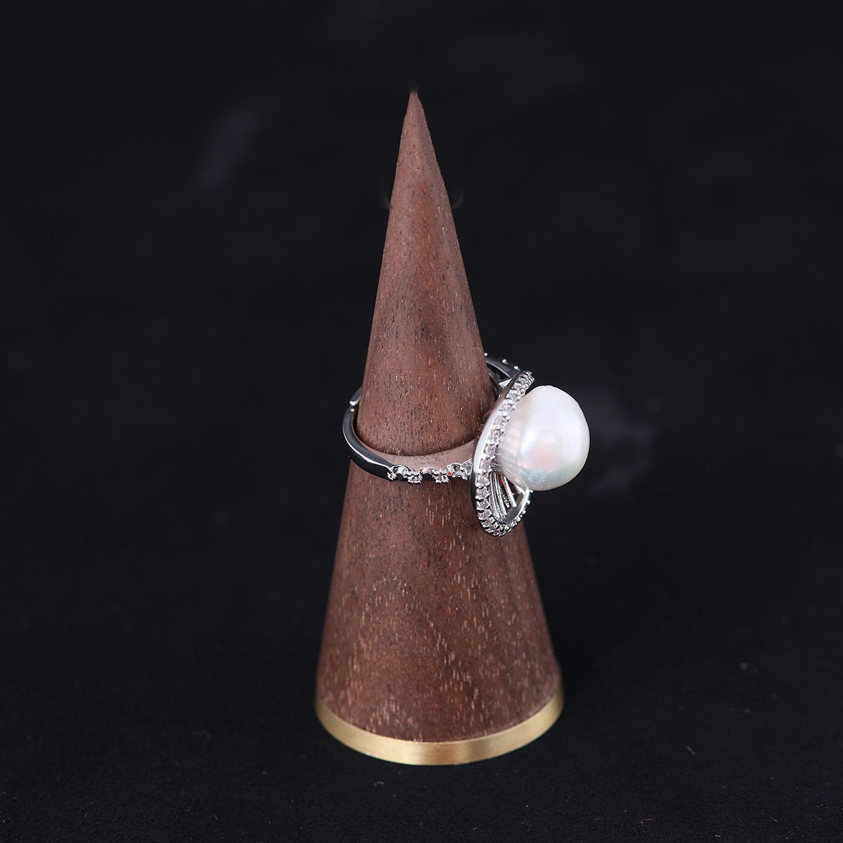 Vintage Pearl Geometric Luxury Handcrafted Open Ring
