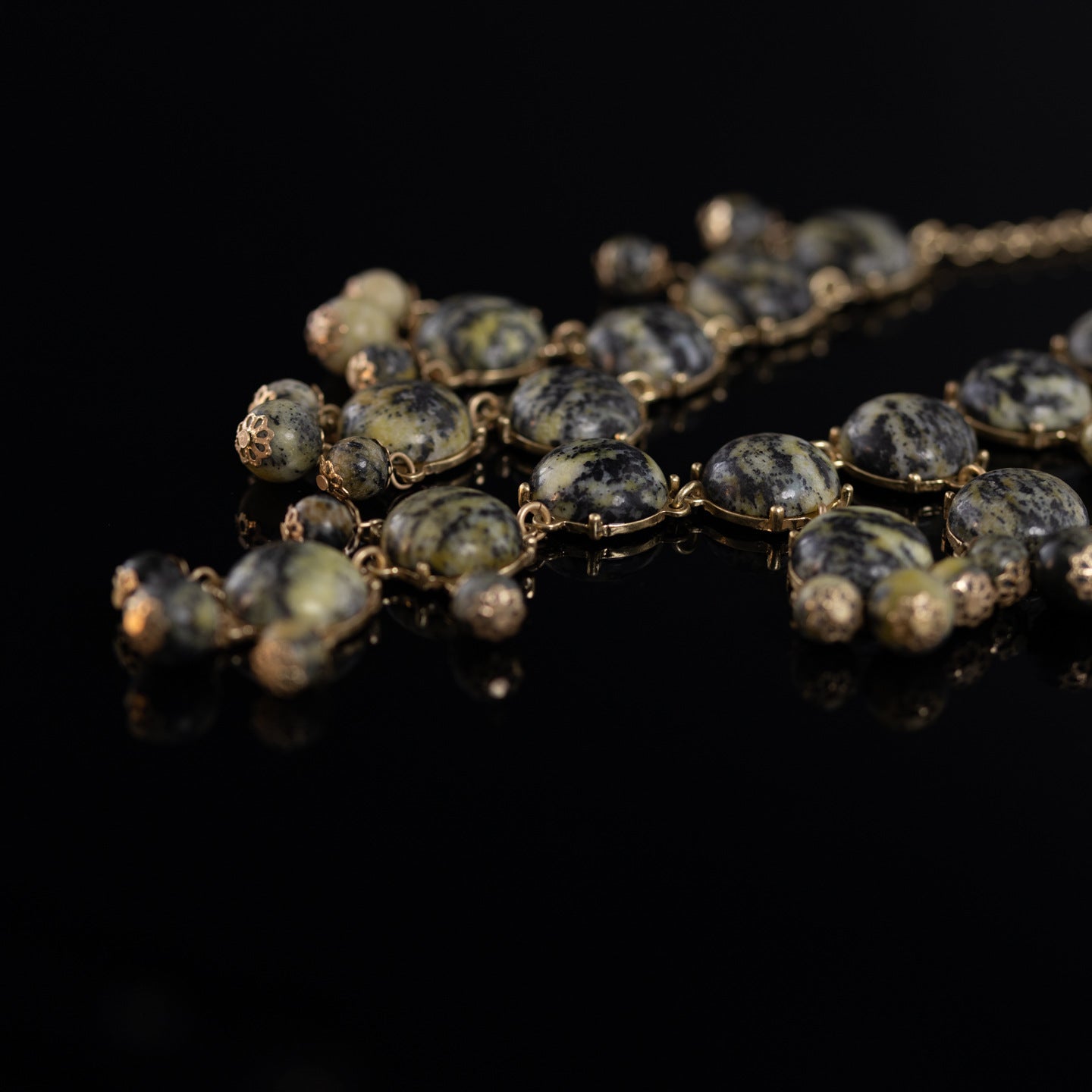Vintage Natural Stone Floral Classic Handcrafted Necklace Timeless Style
