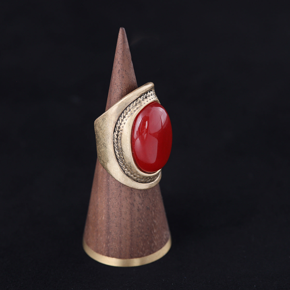 Vintage Agate Geometric Chic Open Ring Gift Jewelry