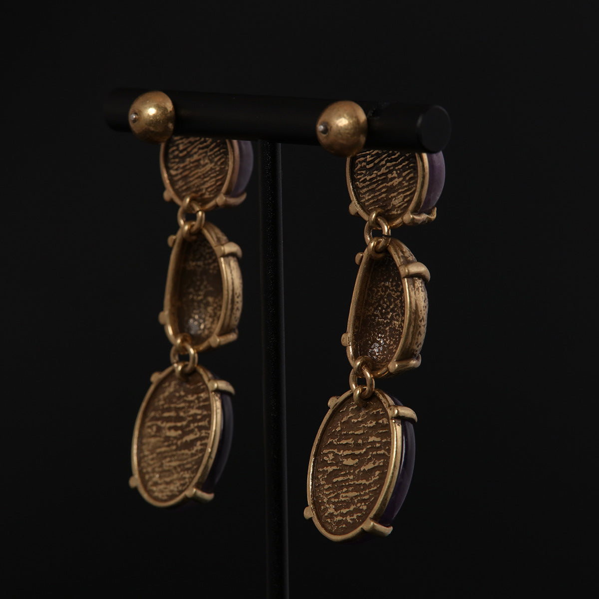 Vintage Natural Stone Heart Timeless Earrings Handcrafted Design