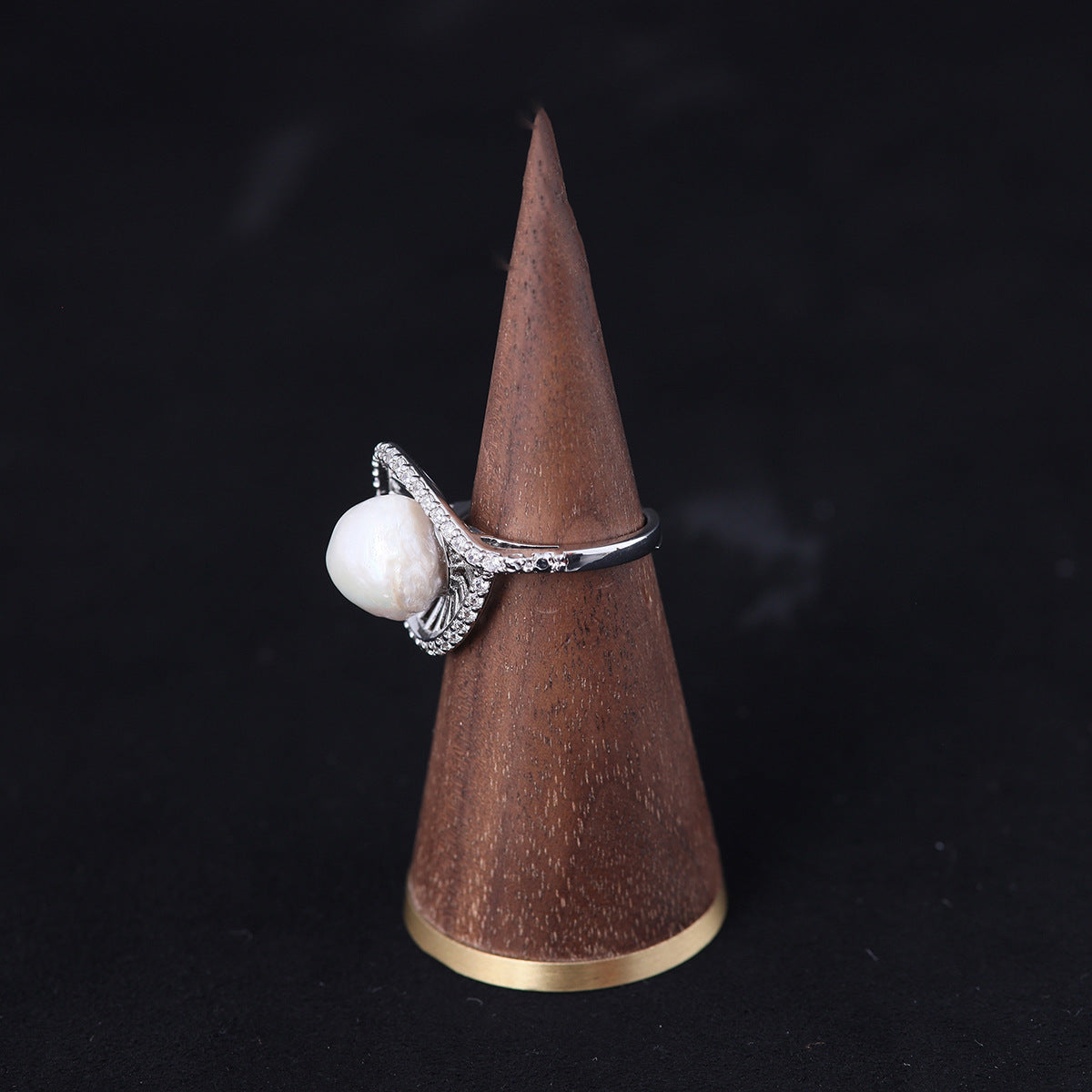 Vintage Pearl Geometric Luxury Handcrafted Open Ring