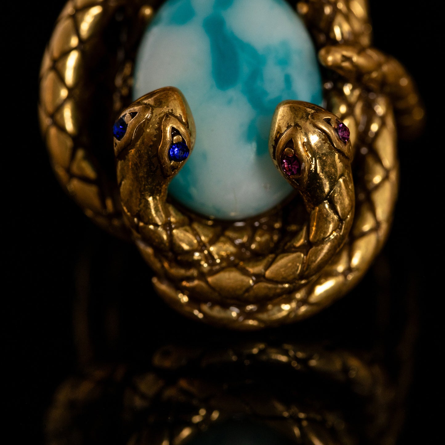Vintage Natural Stone Geometric Luxury Handcrafted Open Ring
