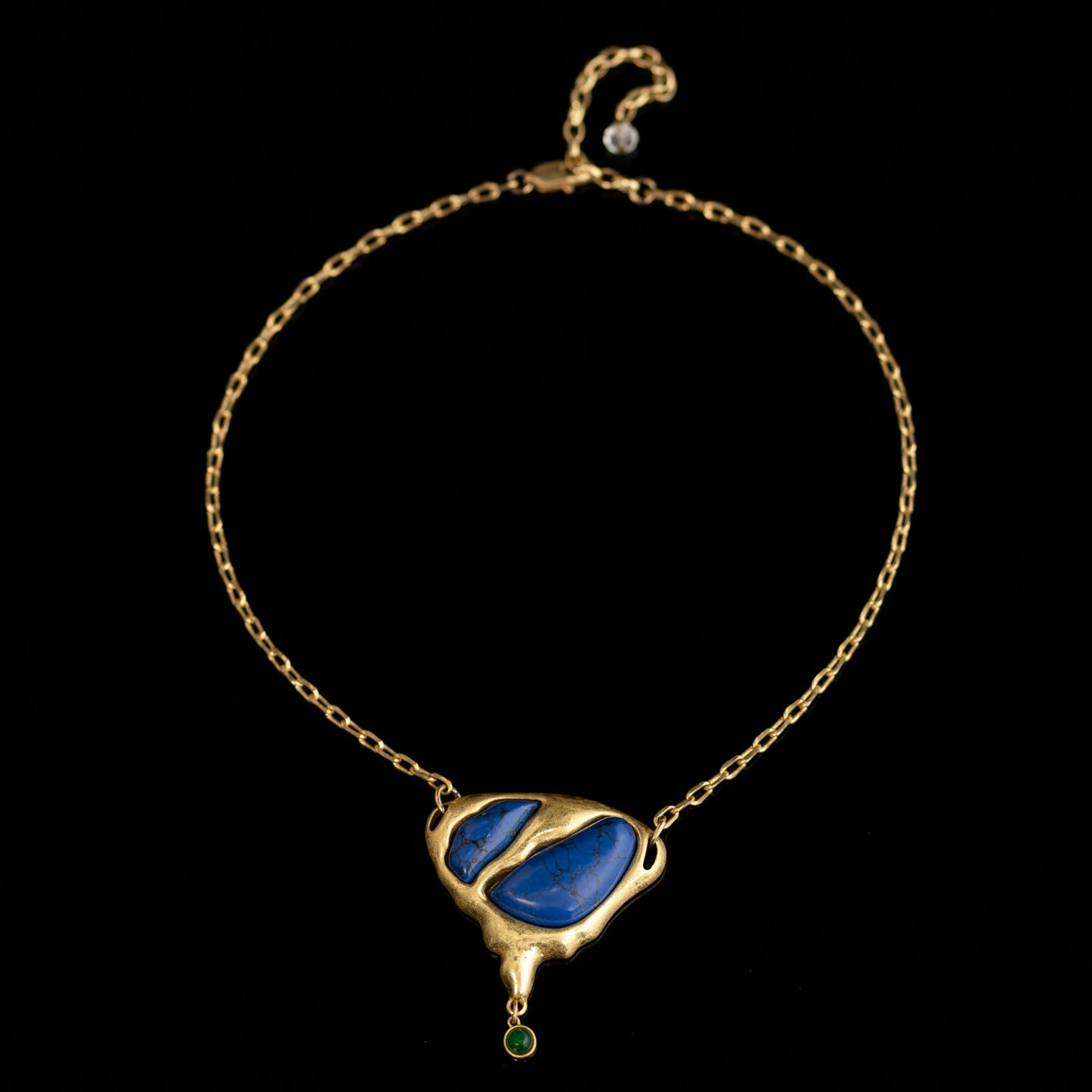 Vintage Natural Stone Heart Refined Necklace Handcrafted Design