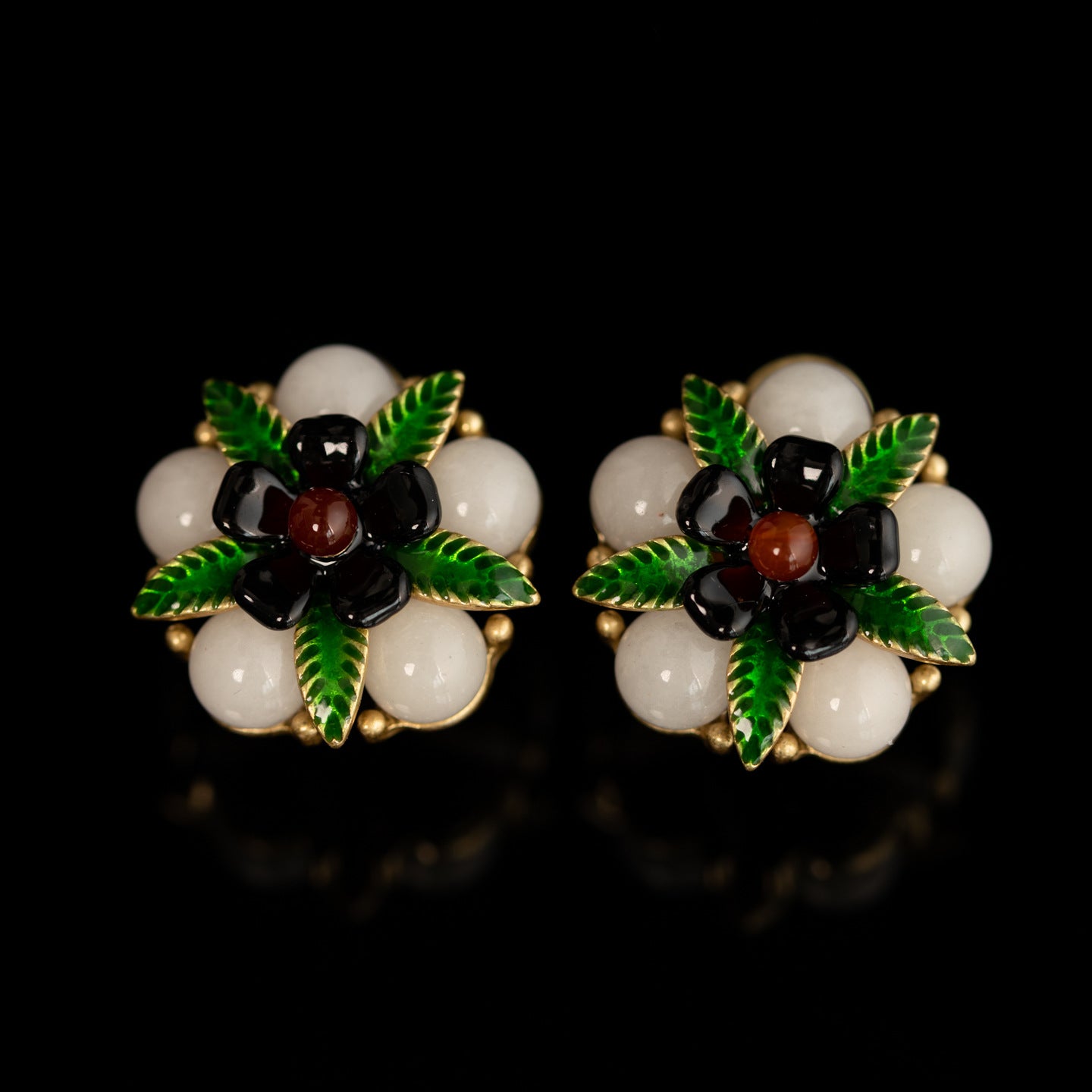 Vintage Enamel Petal Classic Handcrafted Earrings Handcrafted Design