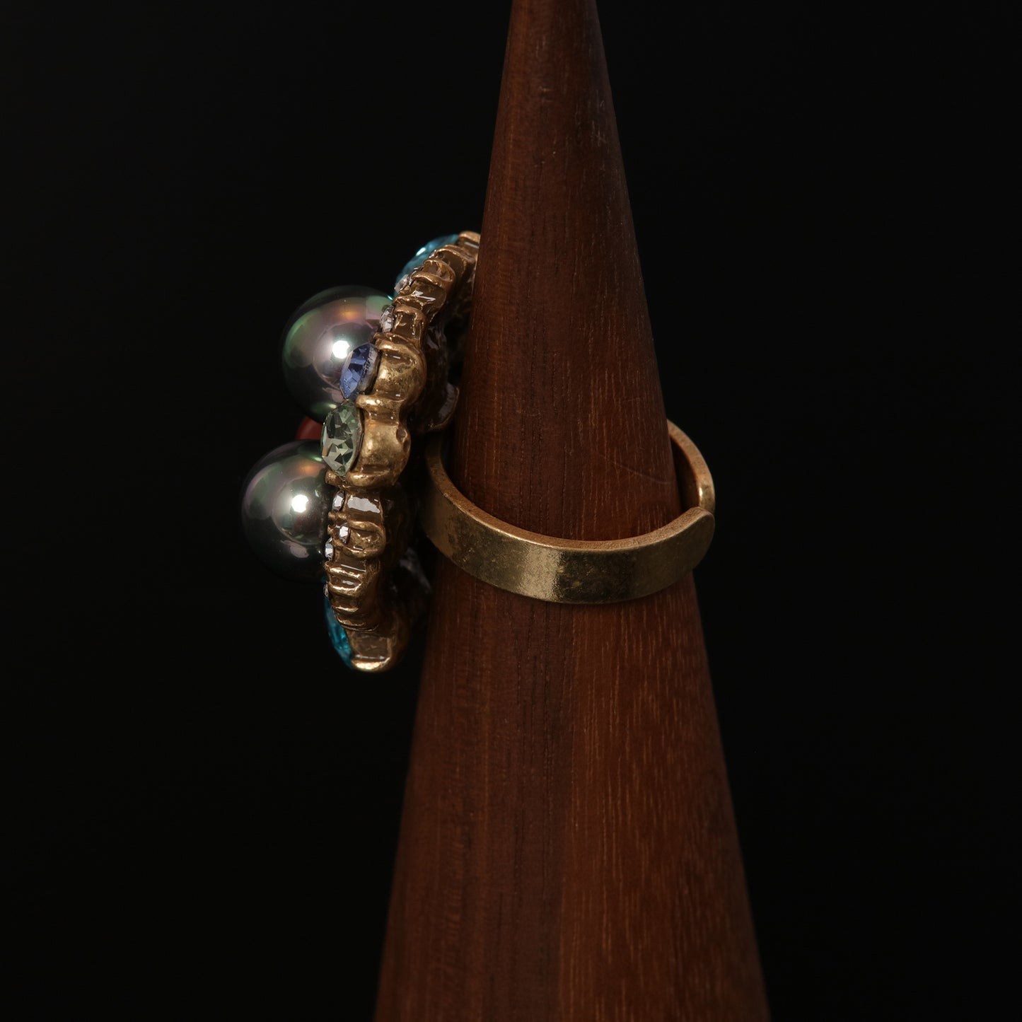 Vintage Pearl Geometric Classic Open Ring Handcrafted Design
