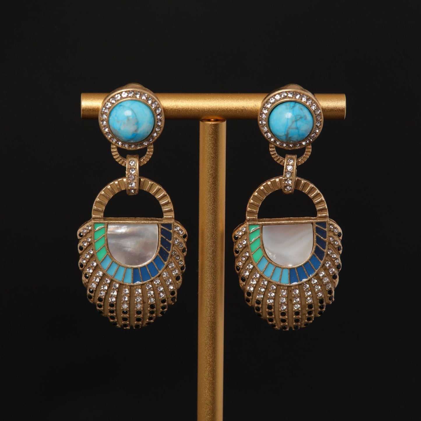 Vintage Natural Stone Geometric Artisan Handcrafted Earrings for Women