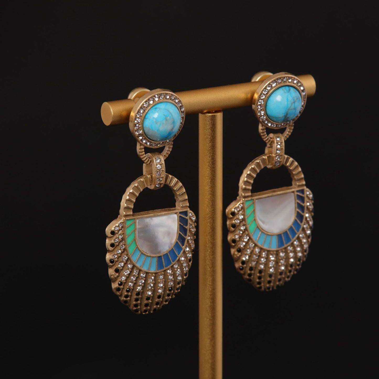 Vintage Natural Stone Geometric Artisan Handcrafted Earrings for Women