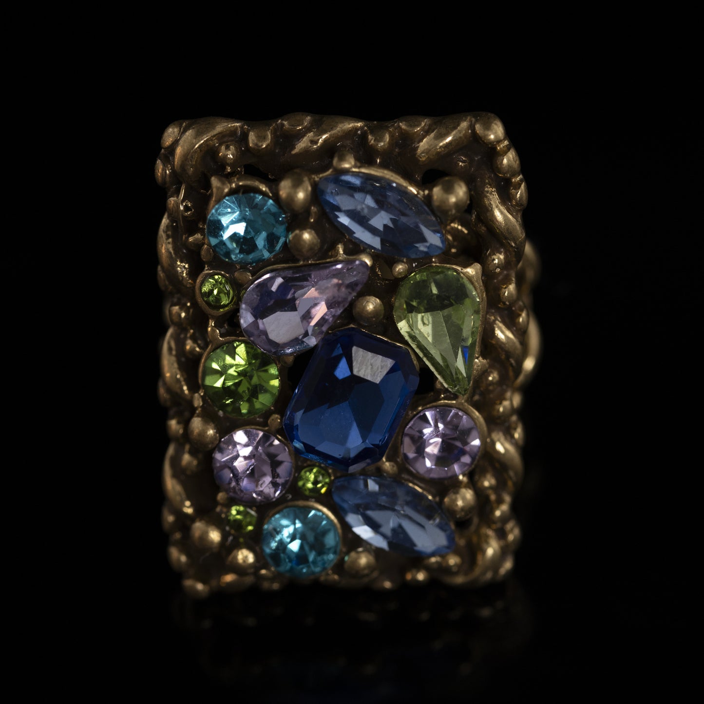 Vintage Natural Stone Geometric Refined Handcrafted Open Ring Gift Jewelry