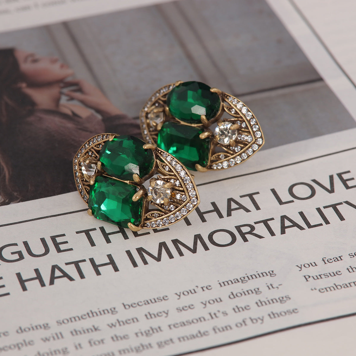 Vintage Chic Stone Inlay Earrings for Ladies