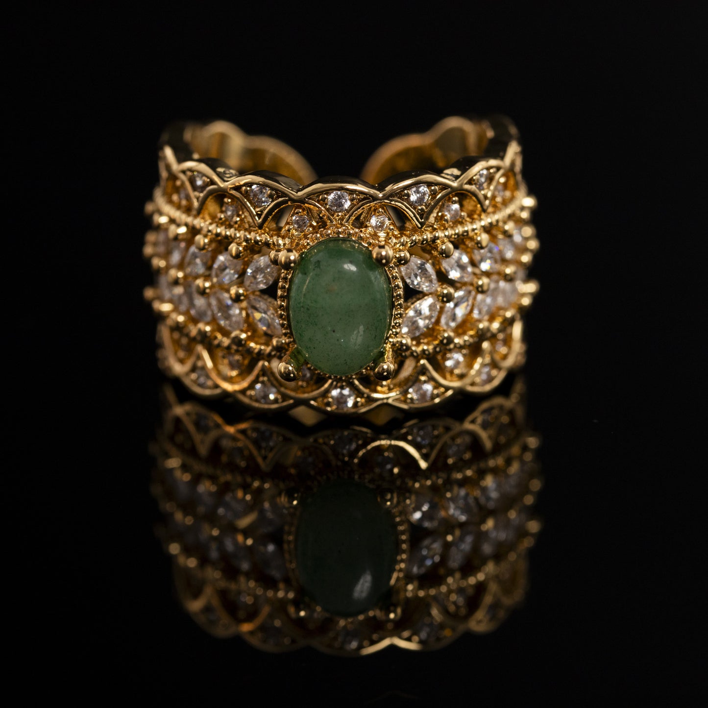 Vintage Crystal Refined Minimalist Open Ring