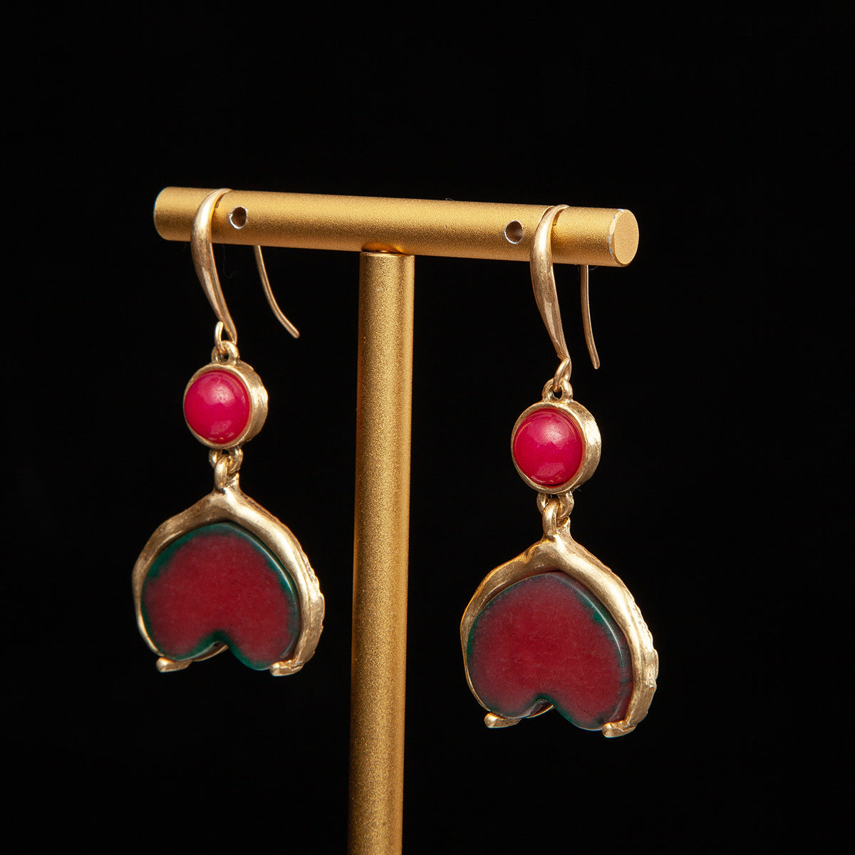 Vintage Agate Heart Refined Earrings for Ladies