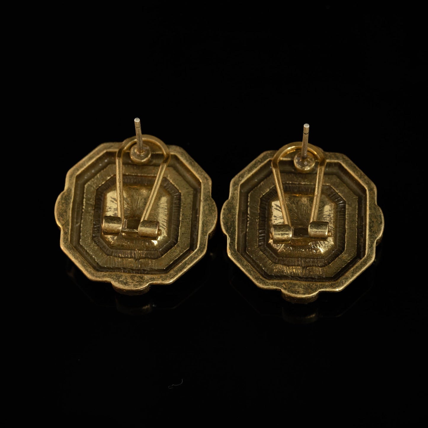 Vintage Enamel Refined Stone Inlay Earrings Handcrafted Design