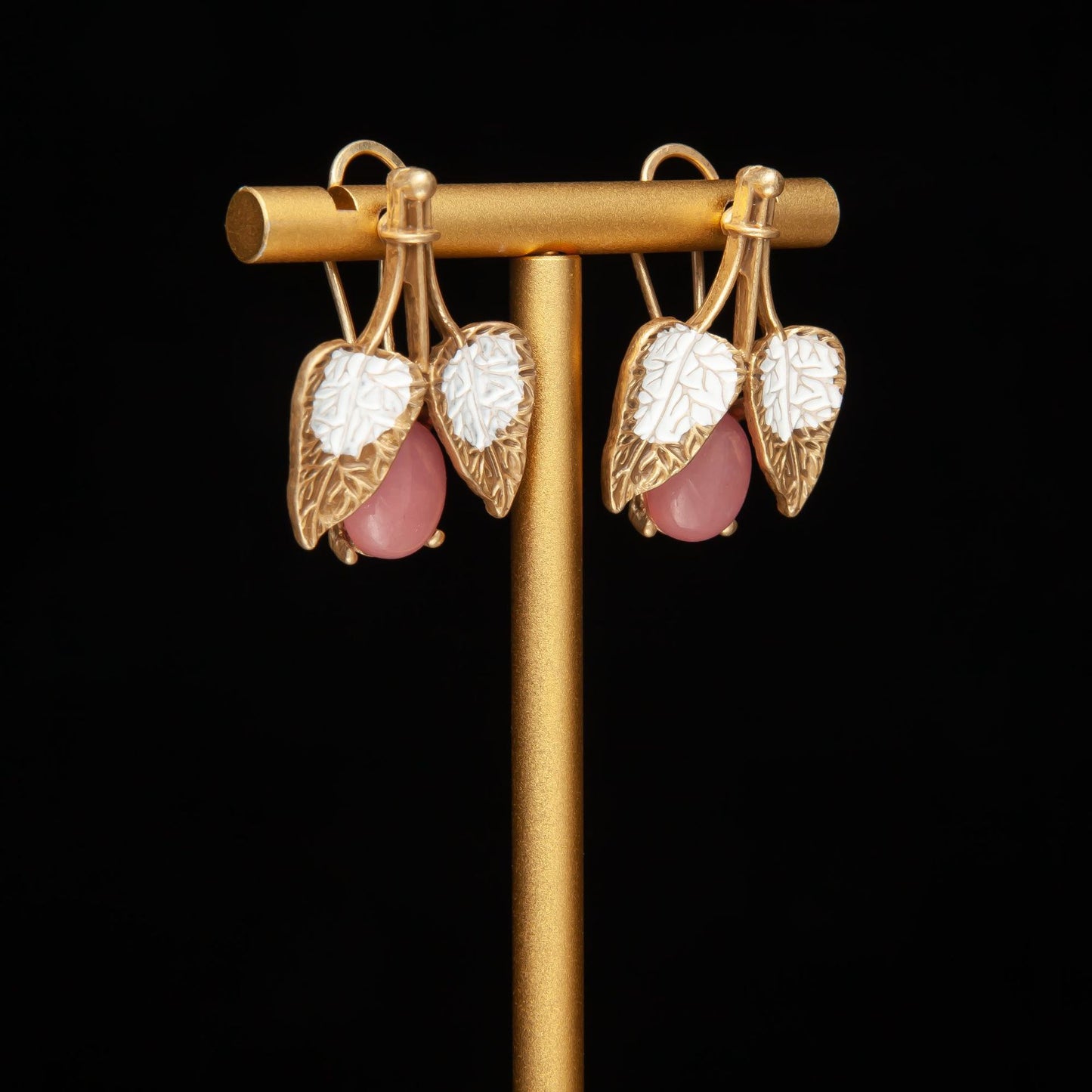 Vintage Enamel Leaf Statement Handcrafted Earrings Timeless Style