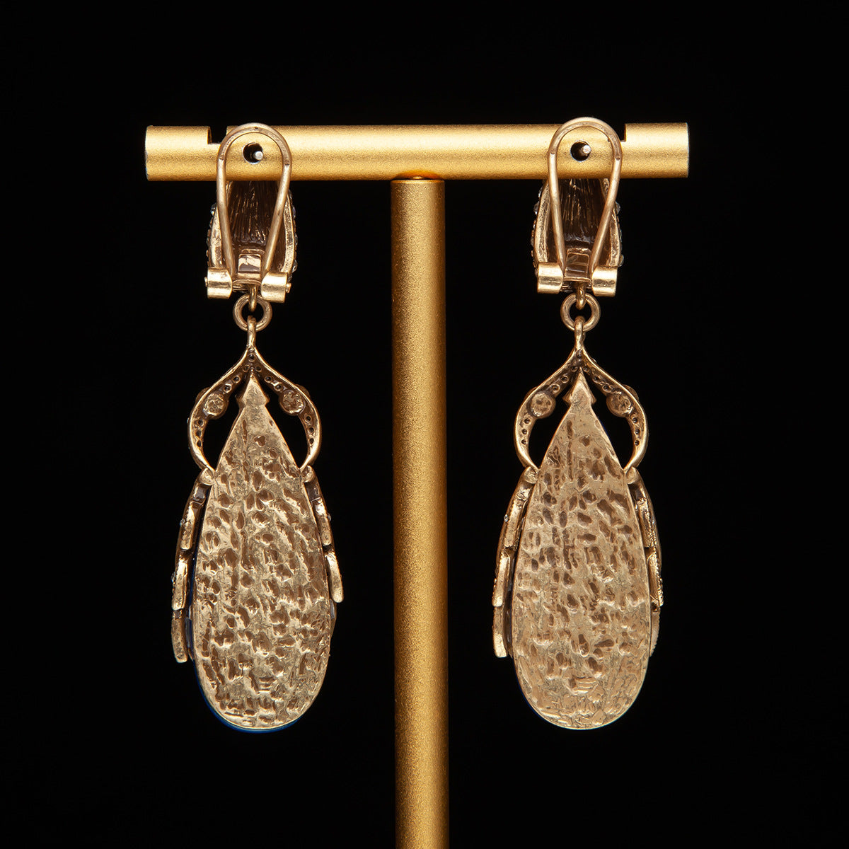 Vintage Natural Stone Statement Earrings Handcrafted Design