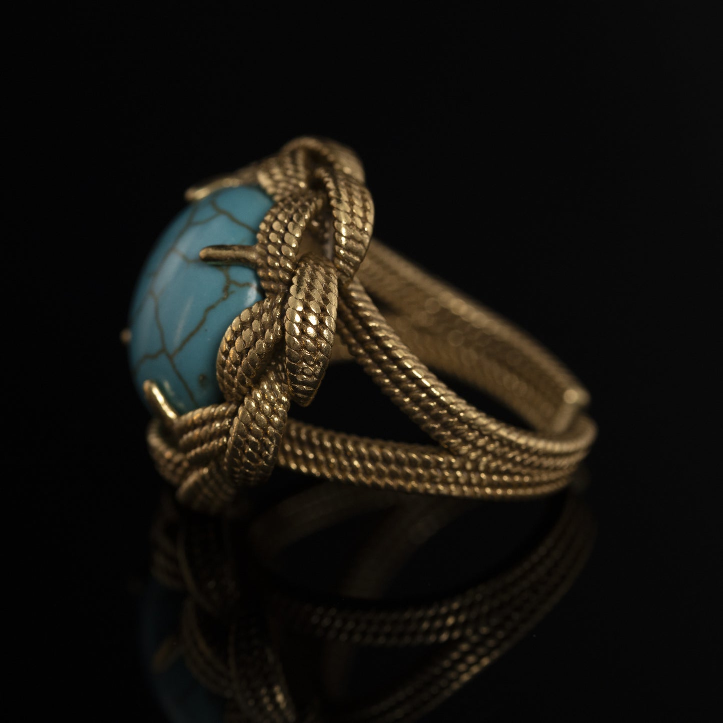 Vintage Natural Stone Geometric Chic Open Ring