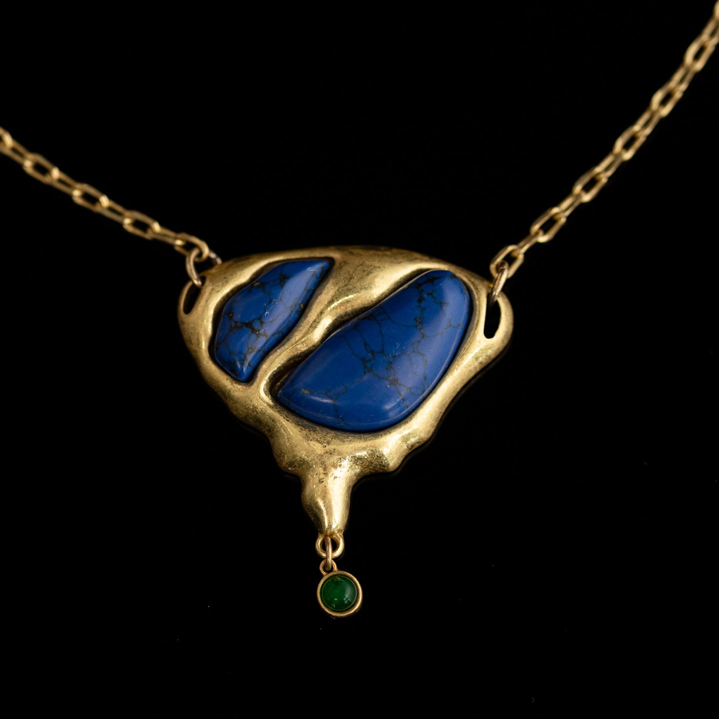 Vintage Natural Stone Heart Refined Necklace Handcrafted Design
