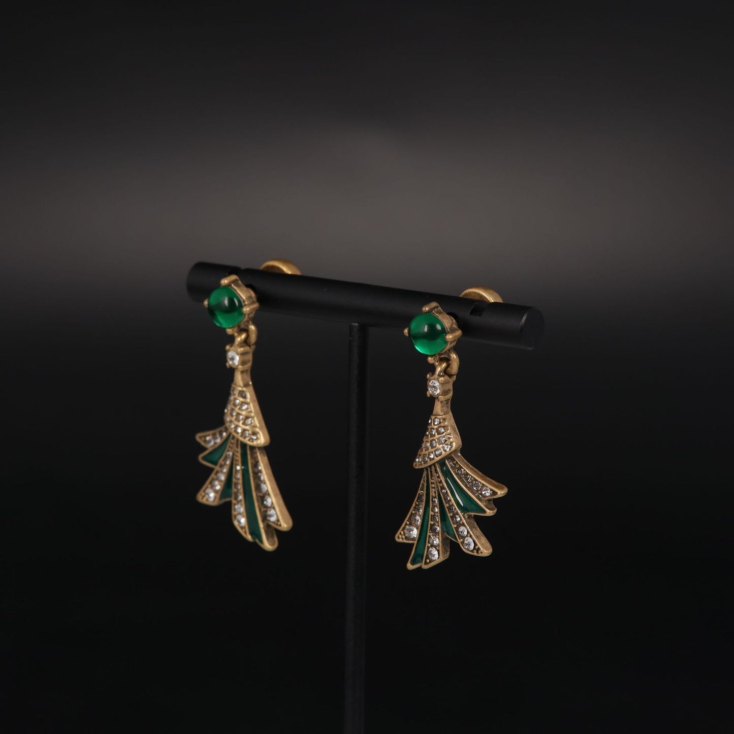 Vintage Enamel Leaf Refined Handcrafted Earrings Timeless Style