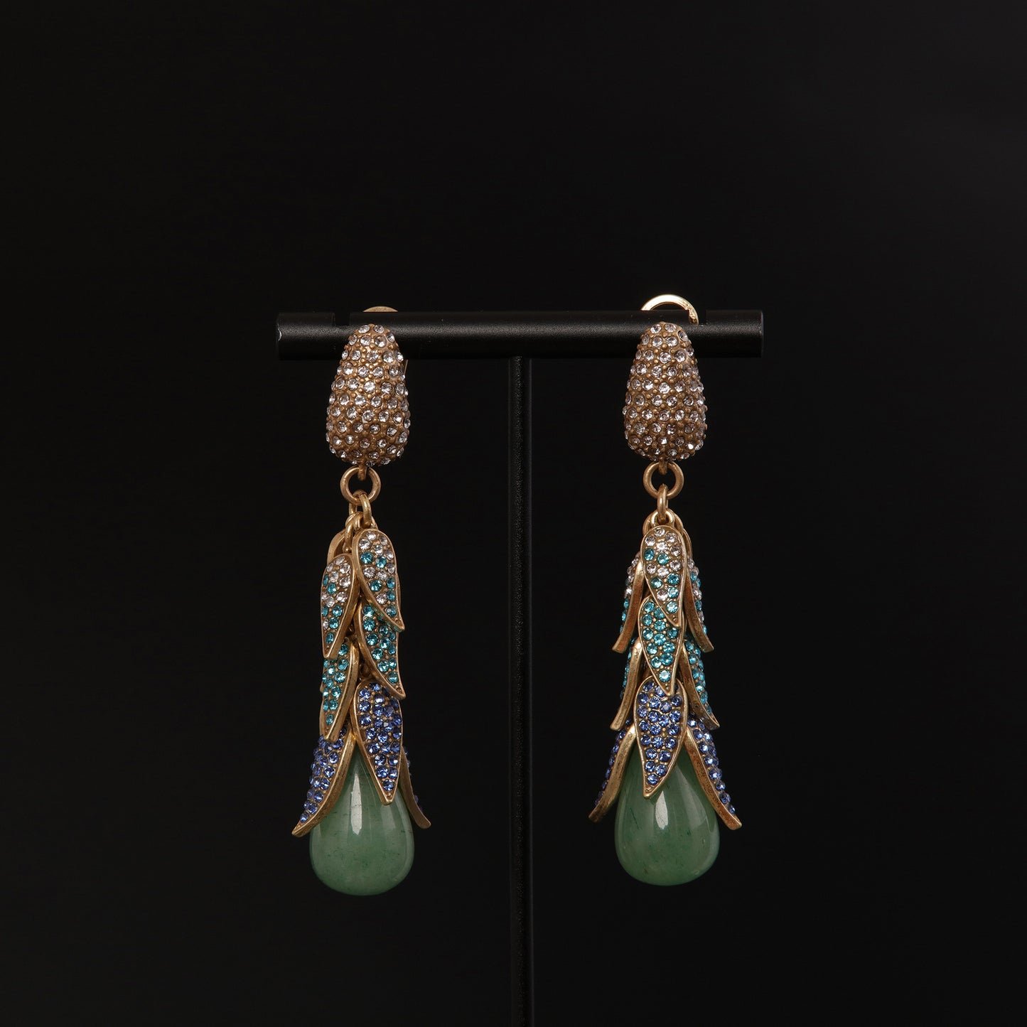 Vintage Natural Stone Leaf Luxury Handcrafted Earrings for Women