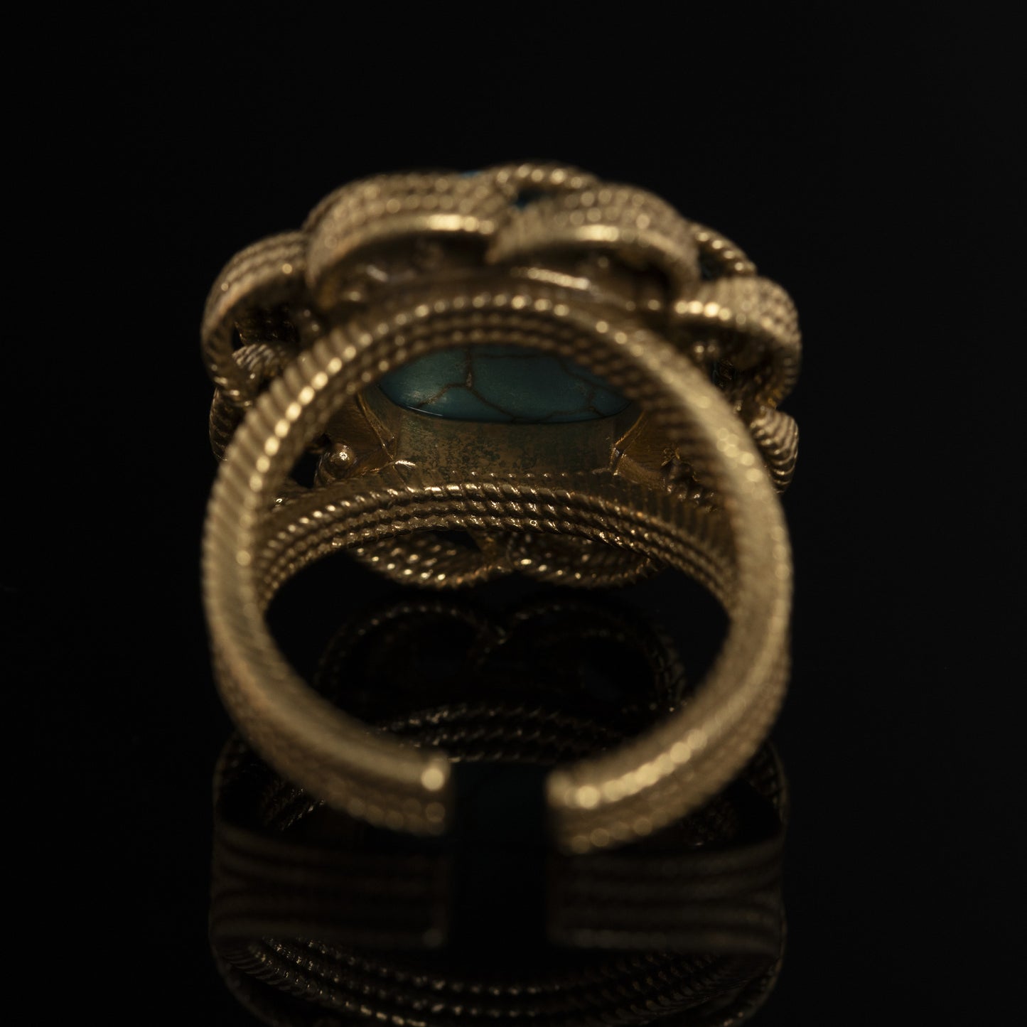 Vintage Natural Stone Geometric Chic Open Ring