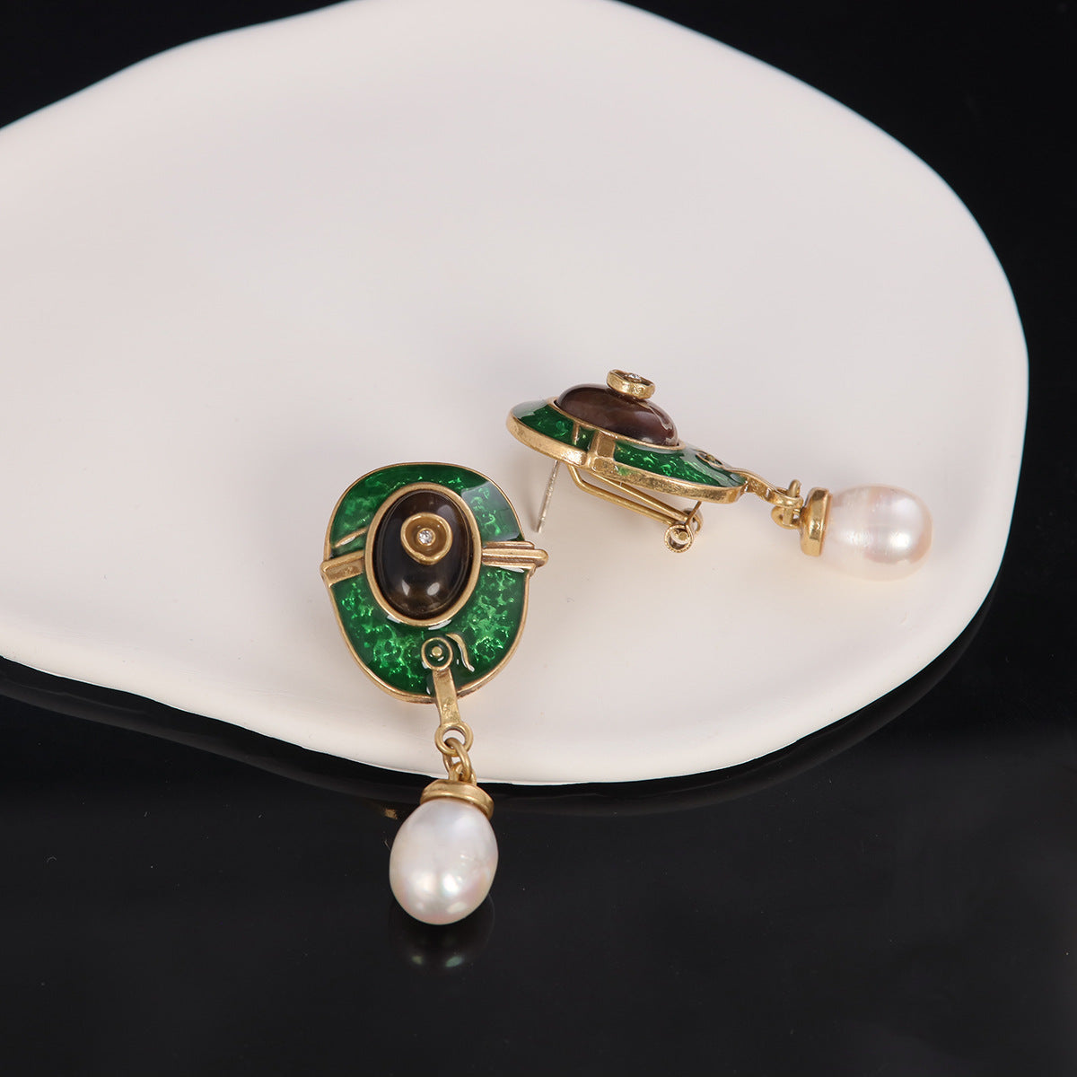 Vintage Enamel Timeless Statement Earrings for Ladies