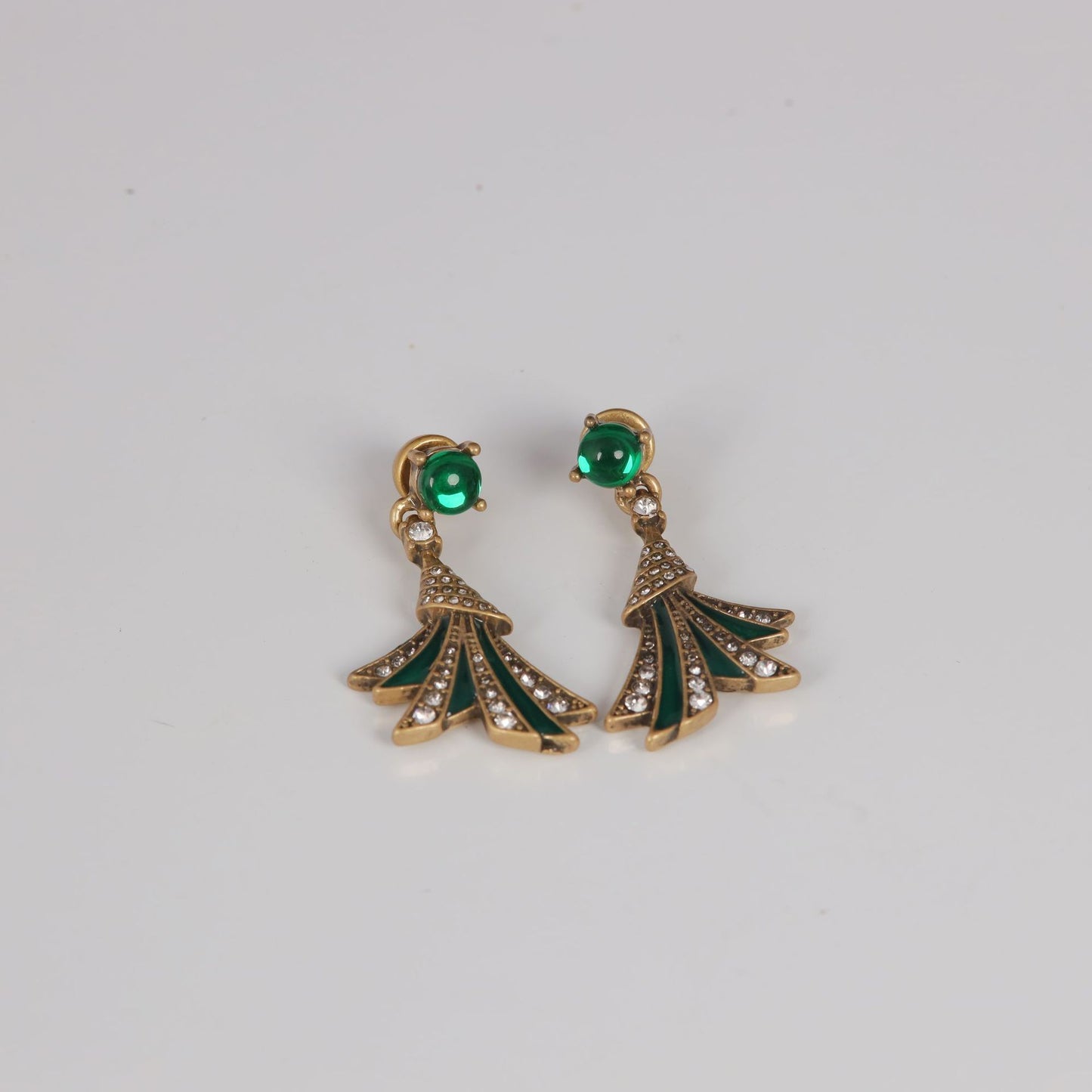 Vintage Enamel Leaf Refined Handcrafted Earrings Timeless Style