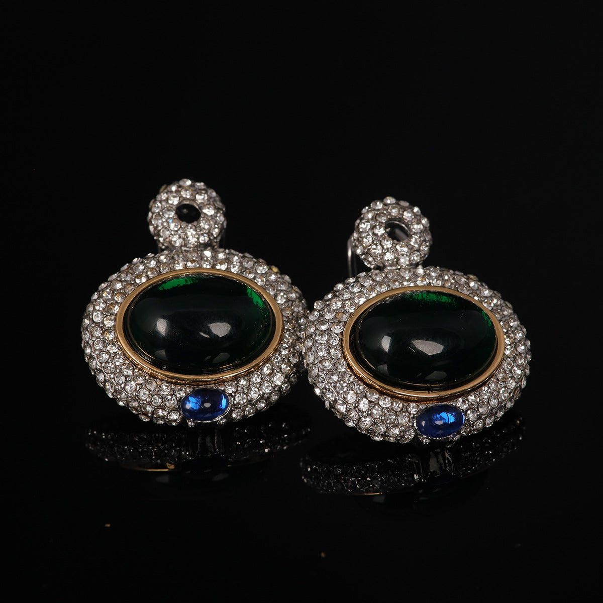 Vintage Enamel Timeless Stone Inlay Earrings Handcrafted Design