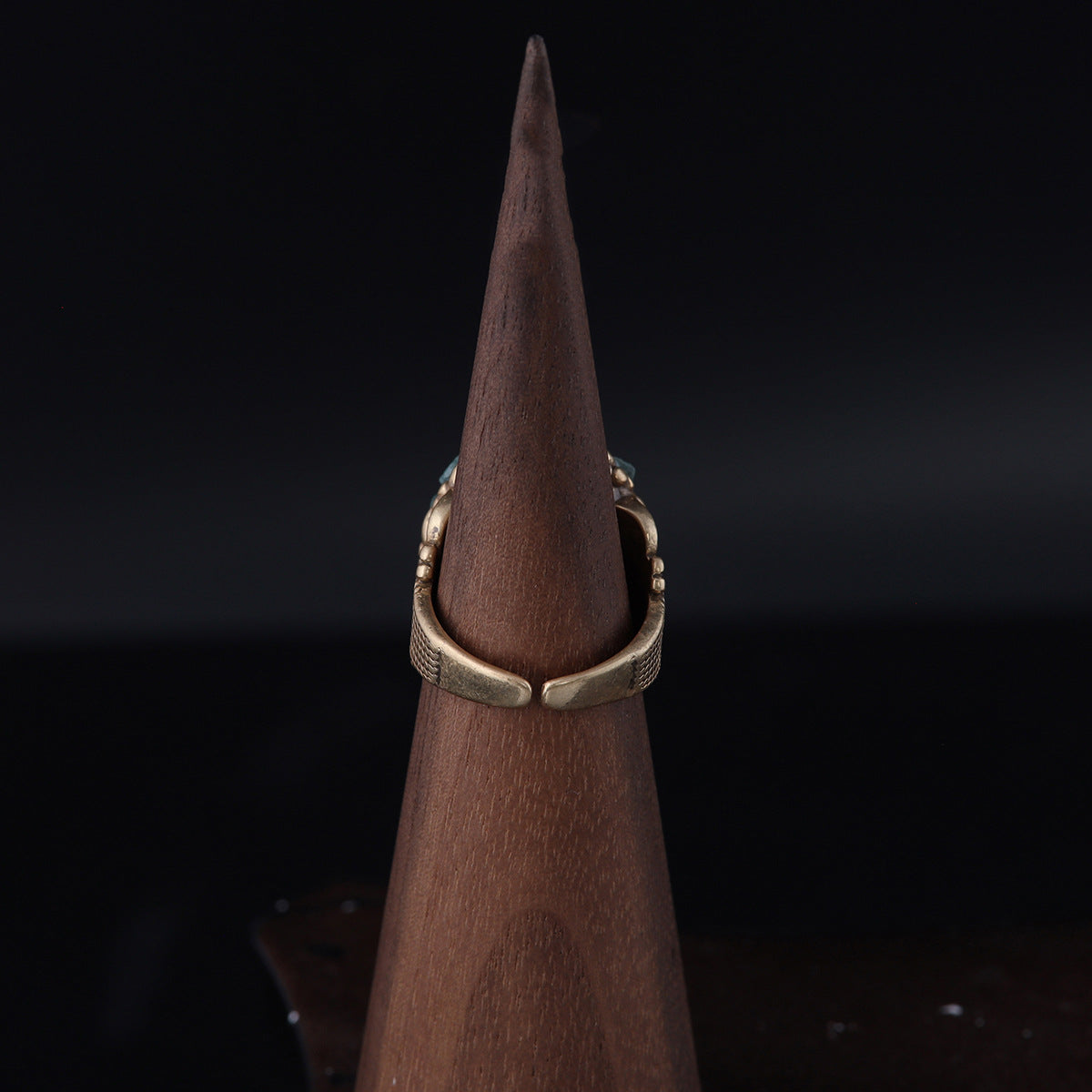 Vintage Natural Stone Geometric Statement Open Ring Timeless Style