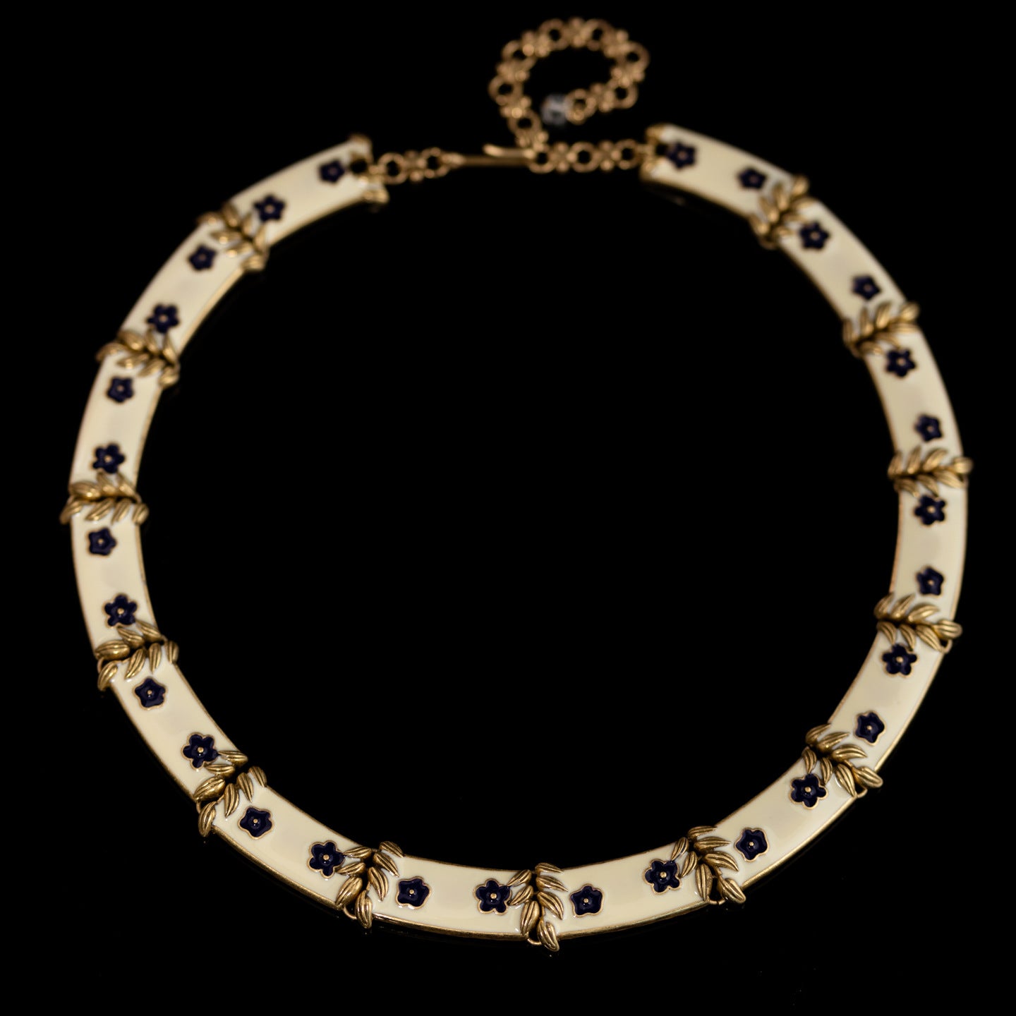 Vintage Enamel Floral Elegant Handcrafted Necklace Timeless Style