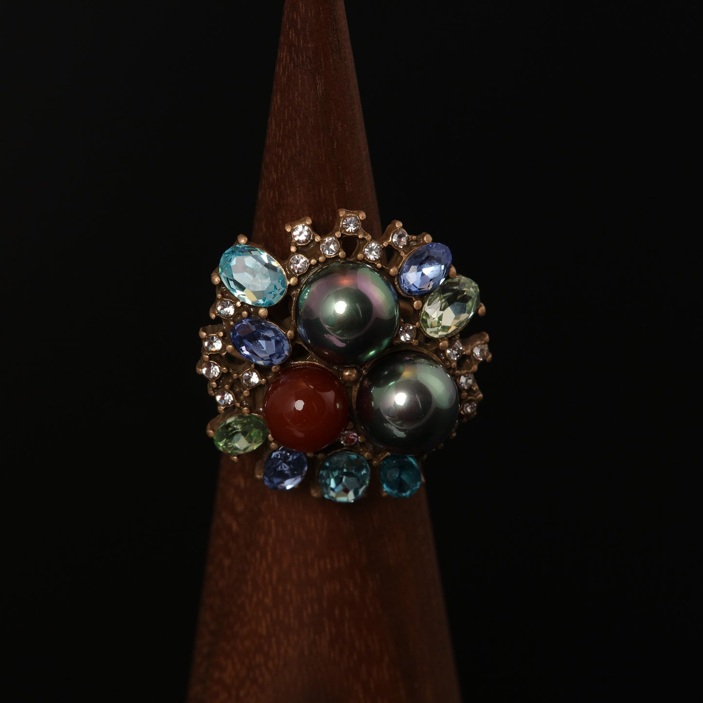 Vintage Pearl Geometric Classic Open Ring Handcrafted Design