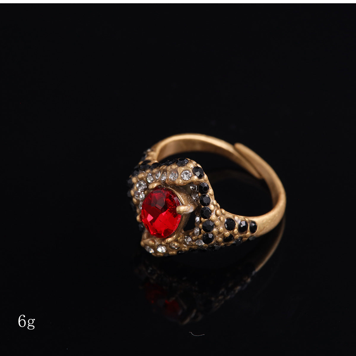 Vintage Crystal Geometric Refined Open Ring Handcrafted Design