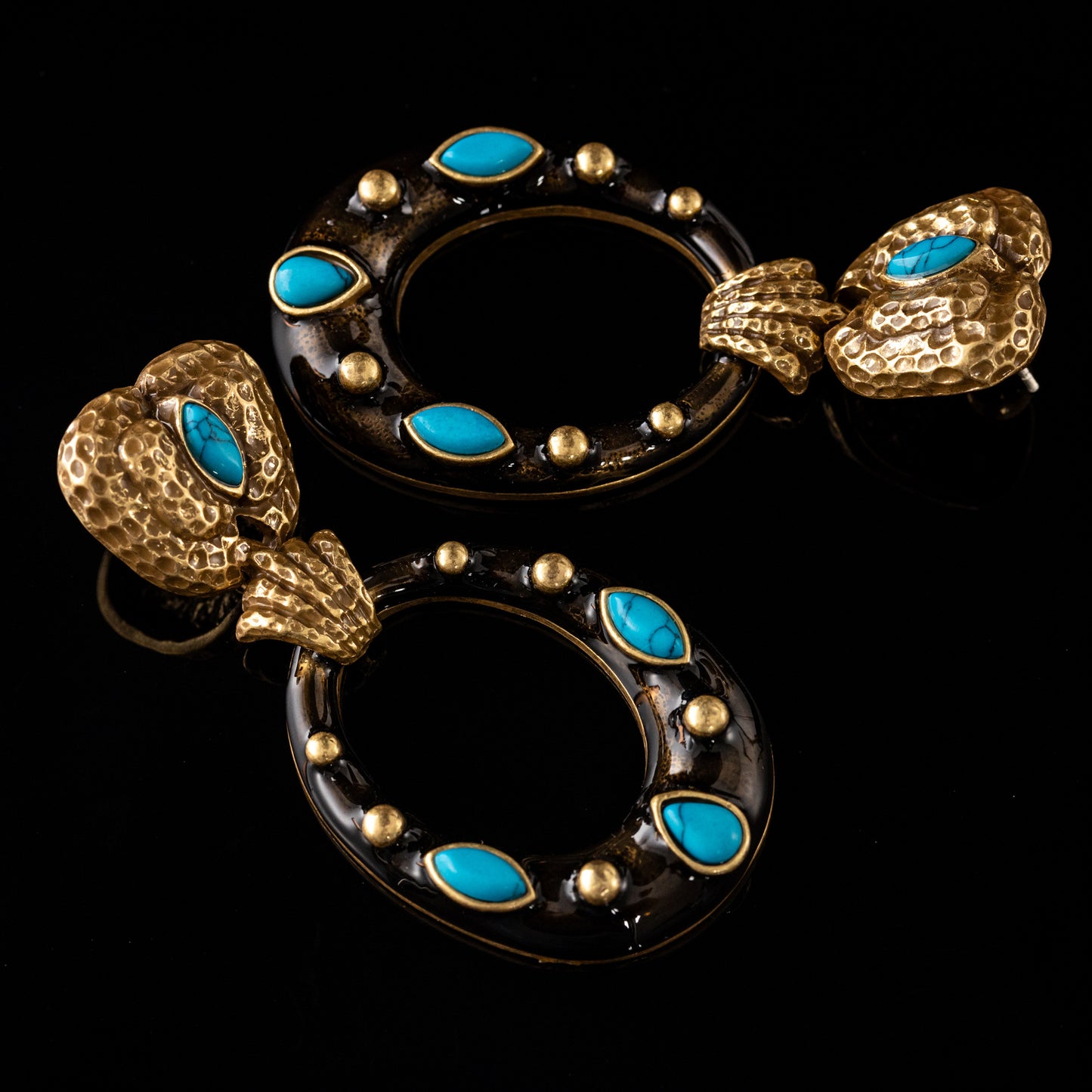Vintage Enamel Refined Stone Inlay Earrings Timeless Style
