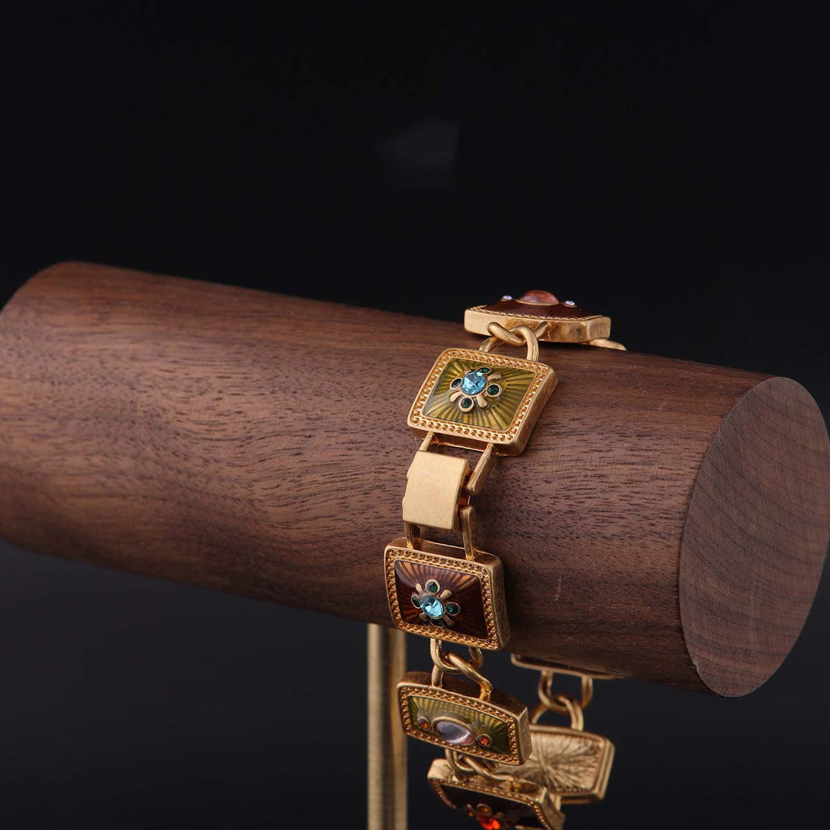 Vintage Enamel Floral Artisan Polished Bracelet for Women