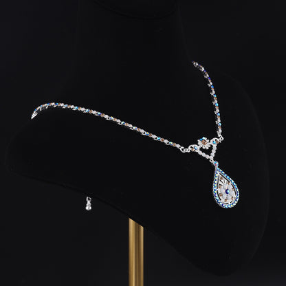 Vintage Cubic Zirconia Refined Stone Inlay Necklace Handcrafted Design