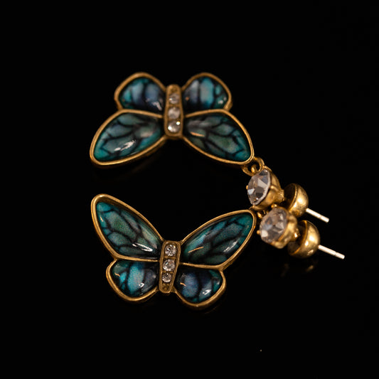 Vintage Enamel Butterfly Chic Earrings Gift Jewelry