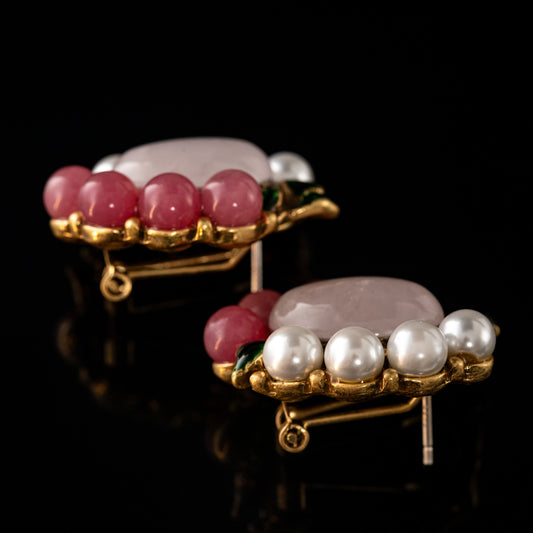 Vintage Natural Stone Floral Refined Polished Earrings Timeless Style