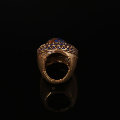 Vintage Natural Stone Geometric Timeless Handcrafted Open Ring Timeless Style