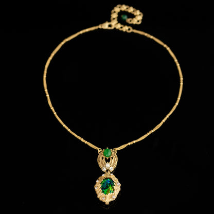 Vintage Agate Teardrop Refined Necklace for Women