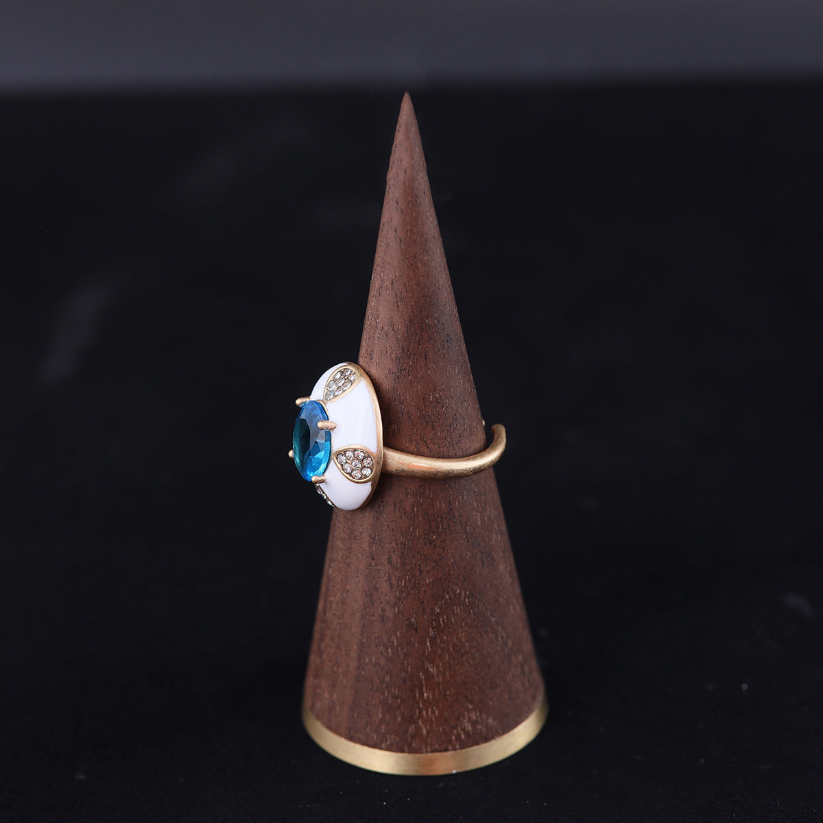 Vintage Enamel Geometric Luxury Open Ring