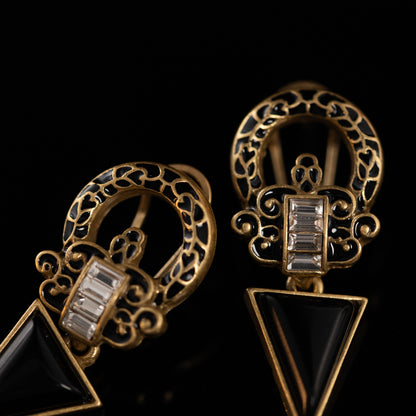 Vintage Enamel Elegant Polished Earrings for Women
