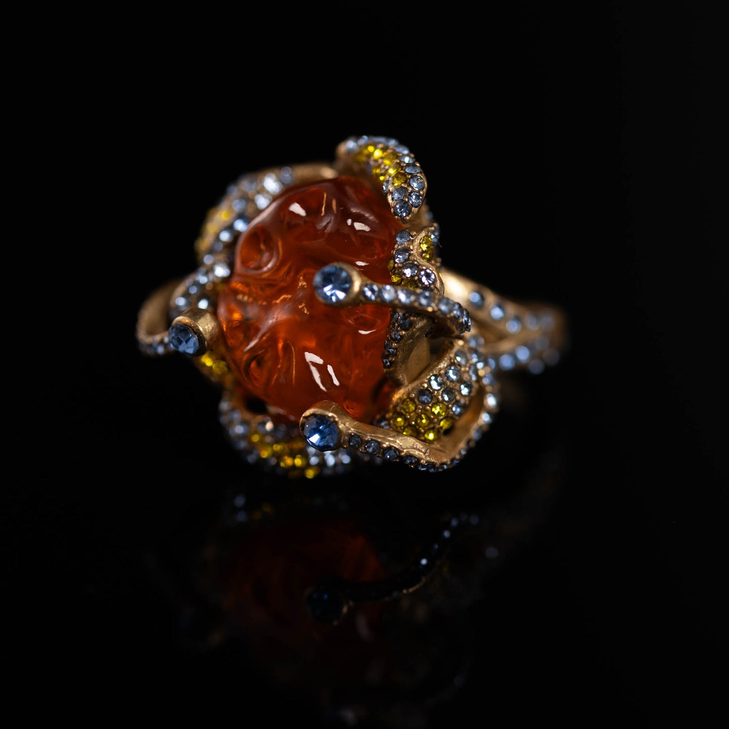 Vintage Natural Stone Geometric Elegant Handcrafted Open Ring Timeless Style