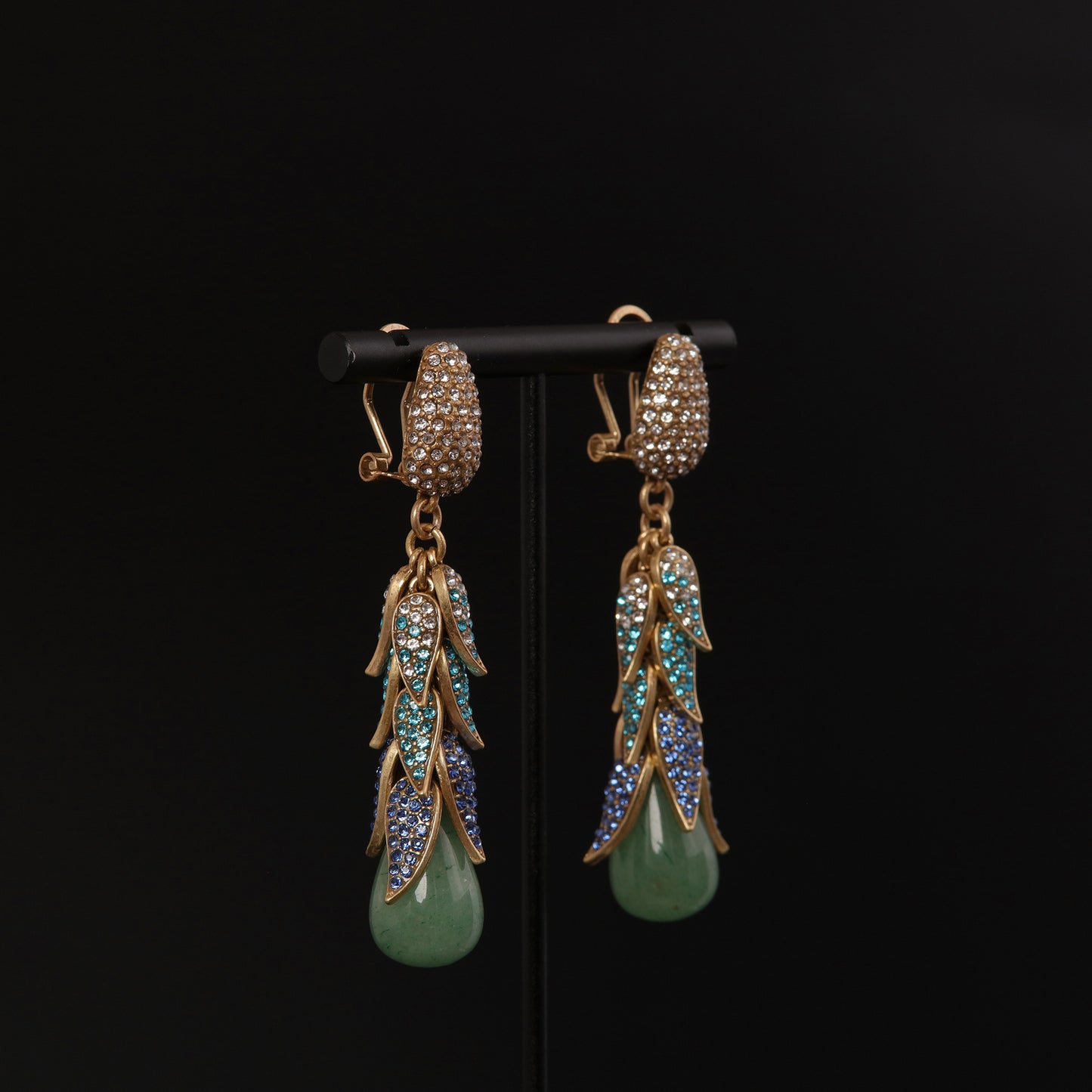 Vintage Natural Stone Leaf Luxury Handcrafted Earrings for Women