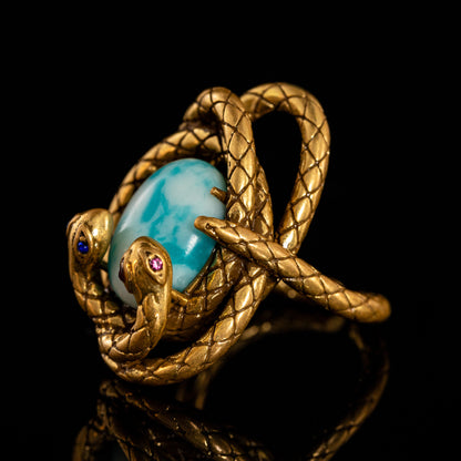 Vintage Natural Stone Geometric Luxury Handcrafted Open Ring