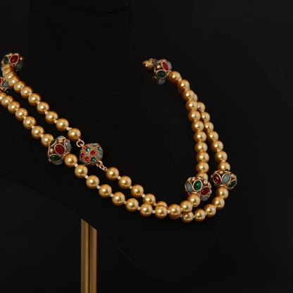 Vintage Pearl Floral Statement Necklace Handcrafted Design