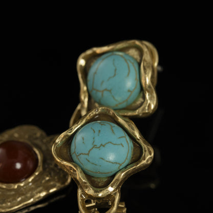 Vintage Natural Stone Geometric Chic Handcrafted Earrings for Women