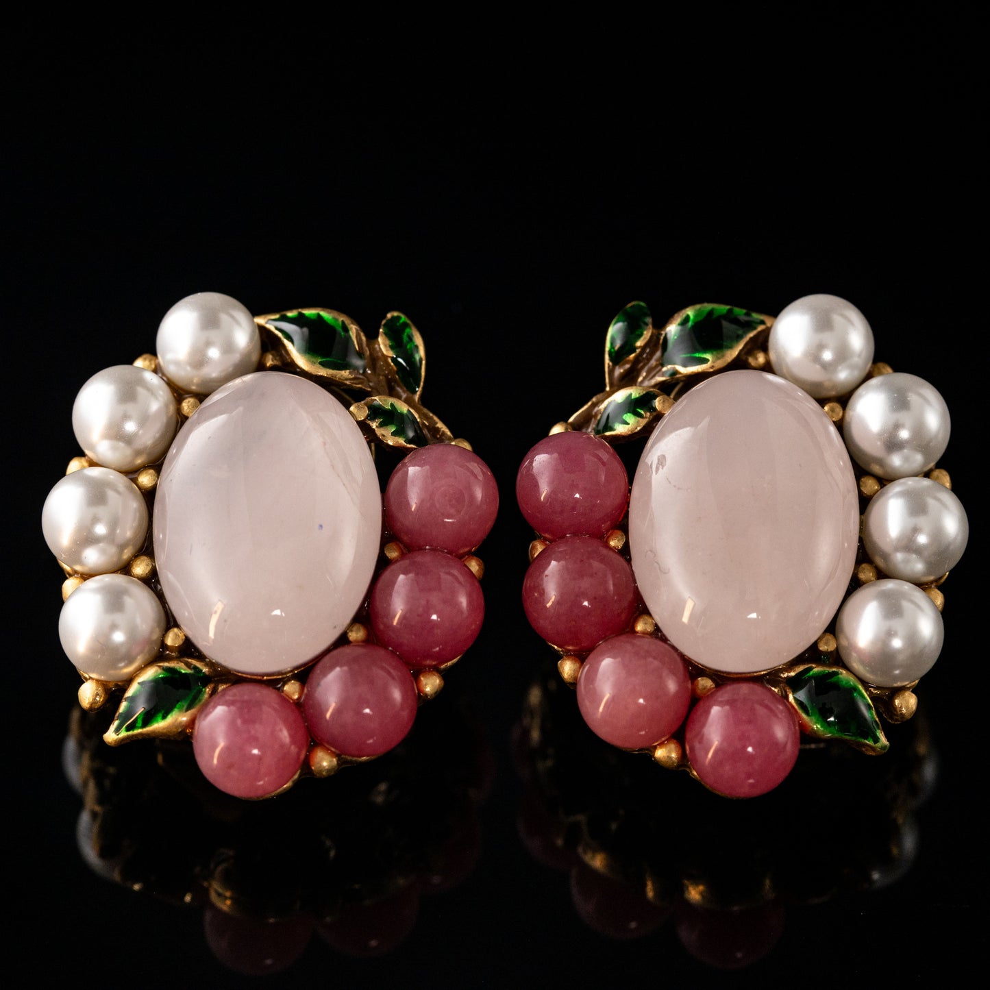 Vintage Natural Stone Floral Refined Polished Earrings Timeless Style