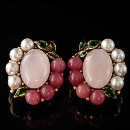 Vintage Natural Stone Floral Refined Polished Earrings Timeless Style