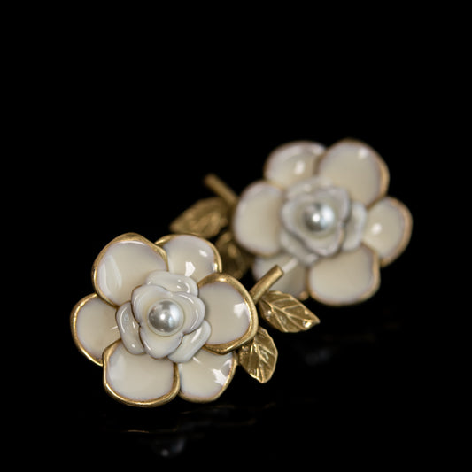 Vintage Enamel Floral Chic Handcrafted Earrings for Women