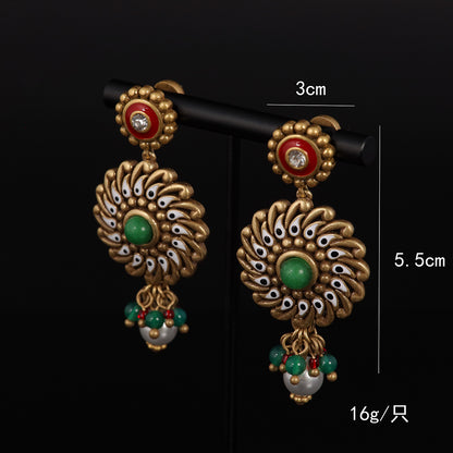Vintage Enamel Floral Timeless Earrings Handcrafted Design